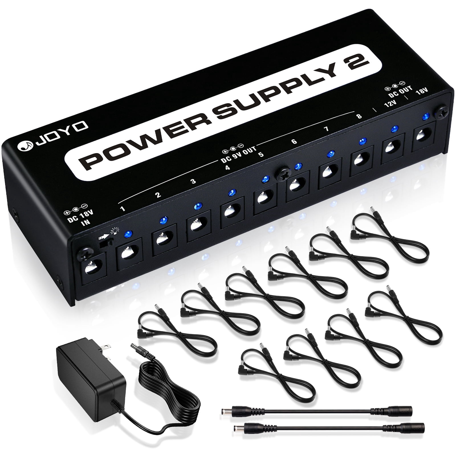 JOYO Pedal Power Supply 10 Outputs 9V 12V 18V Options Isolated Short-Circuit Overload Protection For Guitar Effect Pedals