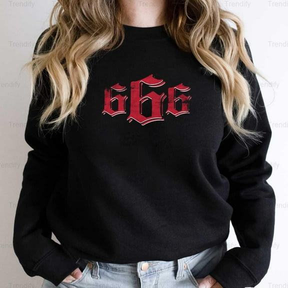 666 The Number of the Beast Dark Gothic Halloween Graphic Unisex Sweatshirt M390007, Up to Size 5XL