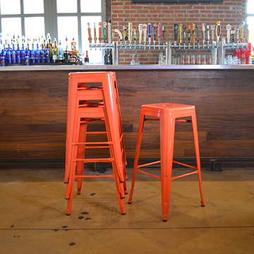 AmeriHome 4 Piece Orange Finish 24-inch Metal Backless Bar Stools
