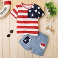 thumbnail image 2 of FUNDUFI Toddler Baby Kids Outfit Set Short Sleeve Independence Day Usa Flag Star Striped Prints T Shirts Stretchy Shorts 2Pcs Outfit Sets Soft 4Th Of July Summer Clothes Set 4-5 Years, 2 of 8