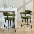 thumbnail image 5 of ONEVOG 26.7'' Swivel Counter Height Stools Set of 2, Modern Barrel Bar Stools with Backs & Arm Rest, Upholstered Sherpa Counter Chairs for Kitchen Island, Green, 5 of 9