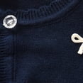 thumbnail image 4 of KyCheLot Kids Girls' Knitted Sweater Bowknot Decoration Crew Neck Long Sleeve Cardigan Trendy Single Button Coats, 4 of 7