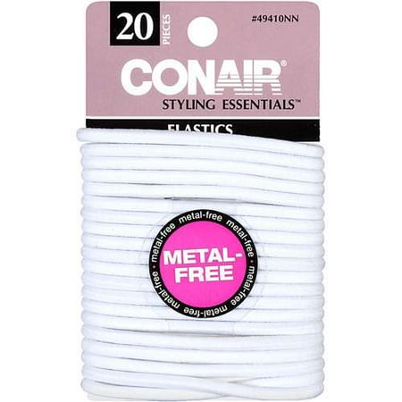 Conair Styling Essentials White No Metal Elastics, 20 Pack