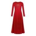 thumbnail image 3 of Sholeno Kids Girls Praise Dance Dress Long Sleeve Worship Liturgical Full Length Swing Skirt Lyrical Dancewear Red 14, 3 of 5