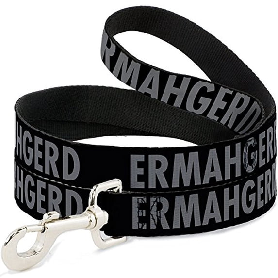 Buckle-Down DL-W30531-N Narrow 0.5" Ermahgerd! Black Gray Dog Leash