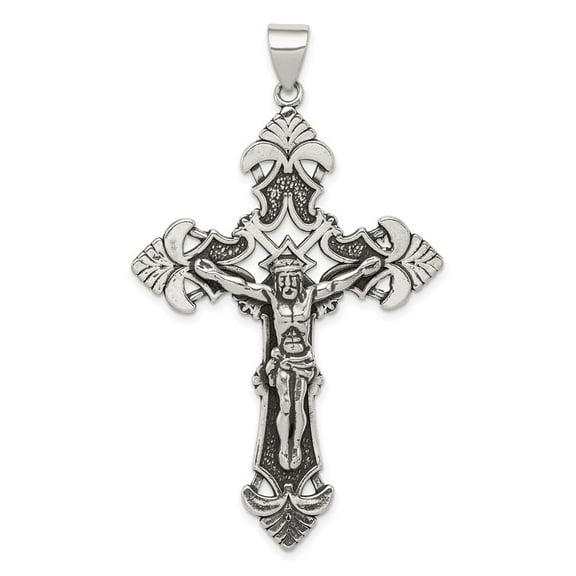 Sterling Silver Antiqued Crucifix Pendant QC8336