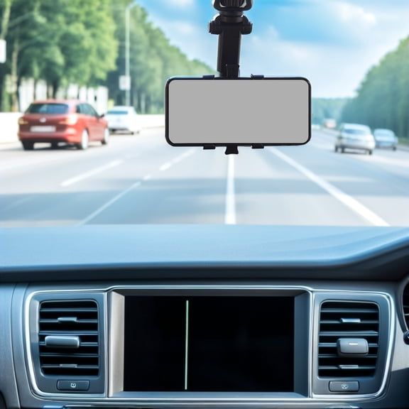 COOPHYA 2Pcs Black Car Rearview Mirror Phone Mount Clip Adjustable Viewing Angle