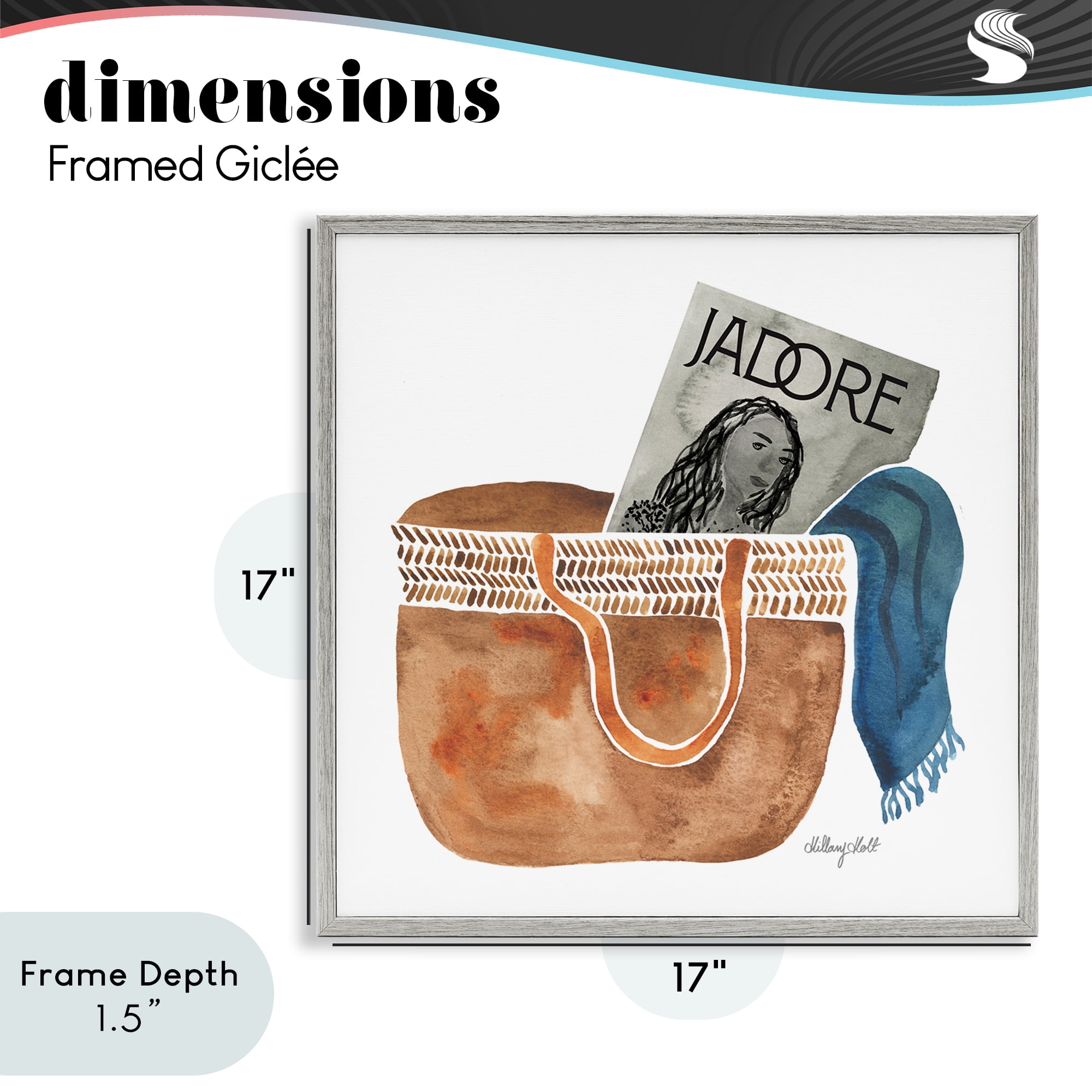 Stupell Industries Tote & Fashion Magazine Gray Framed Giclee Art, design by Hillary Holt