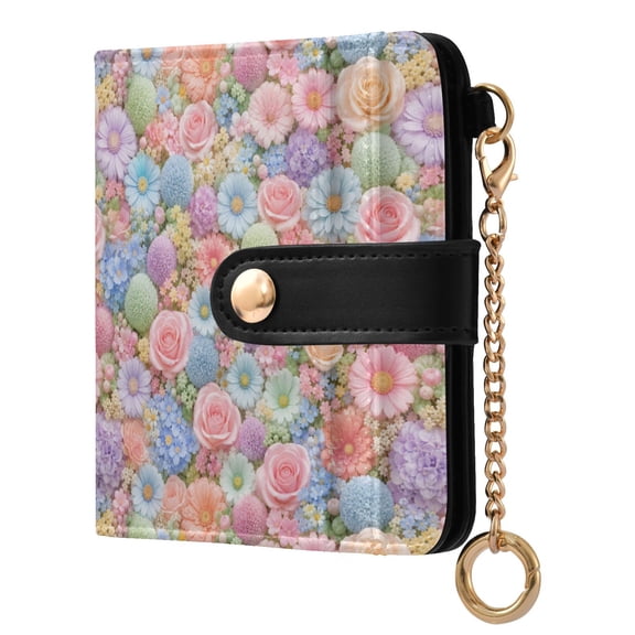Womens Wallet PU Leather Bifold Small Purse with RFID Blocking Credit Card Holder Colorful Floral Art
