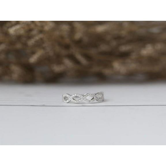 Eclet Jewels 14K White Gold Plated Diamond Ring - 0.4 Ct Round Brilliant Cut Diamond Rings - Infinity Twisted Cross Over Shank Engagement Ring for Women - Latest Engagement Diamond Rings