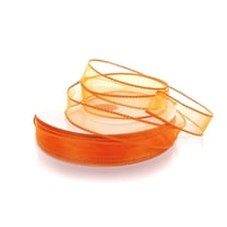 Ribbon Traditions 7/8" Wired Sheer Organza Ribbon Tangerine 10 Yards