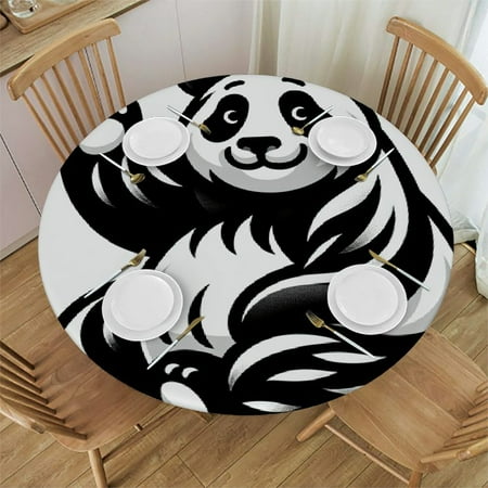 

Patifu Giant Panda Round Table Cover Stain Resistant Washable Indoor Outdoor Tablecloth Kitchen Dining Wedding Parties Full Width Single-Sided Printing 100% Polyester Fiber 42-46
