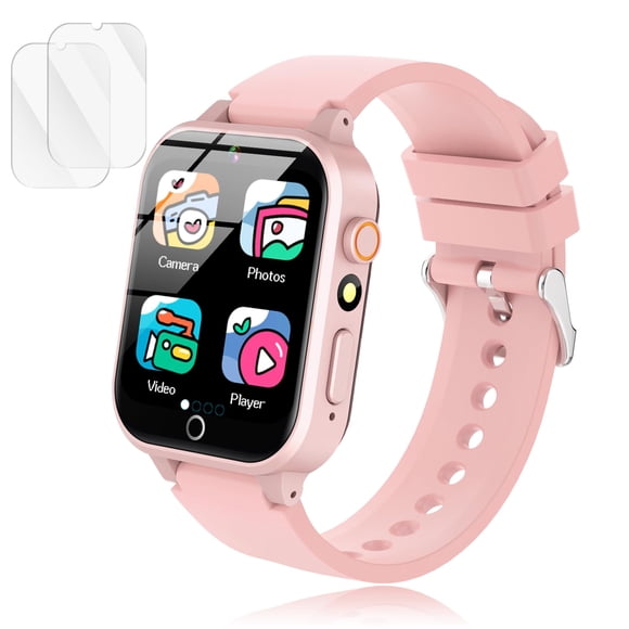 Reloj inteligente Luyiilo para niños con 26 juegos de rompecabezas, cámara HD, color rosa