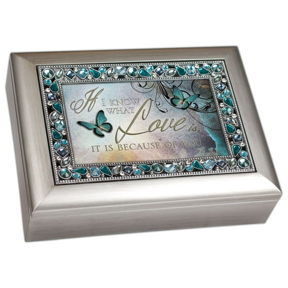 I Know What Love is Because of You Decorative Jewel Musical Music Jewelry Box - Plays You Light Up My Life