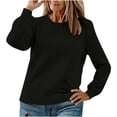 thumbnail image 2 of WRKEKC T-Shirts à Manches Longues pour Femmes, Hauts d'Été pour Femmes, Hauts Décontractés Unis à Texture Torsadée, Col Rond, Manches Longues, 2 of 4