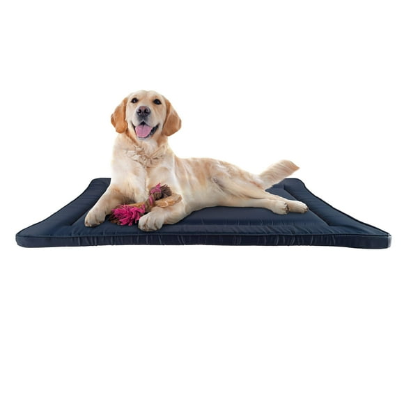 PETMAKER Waterproof Dog Crate Pad- 38.75 x 25 Water Repelling Kennel Bed, Raised Edge, Easy-to-Clean Multi-Purpose Mat for Home & Car Travel (Navy)