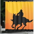 thumbnail image 4 of Ambesonne Rodeo Shower Curtain, Silhouette of a Lone Rider, 69"Wx75"L, Charcoal Grey Mustard, 4 of 5