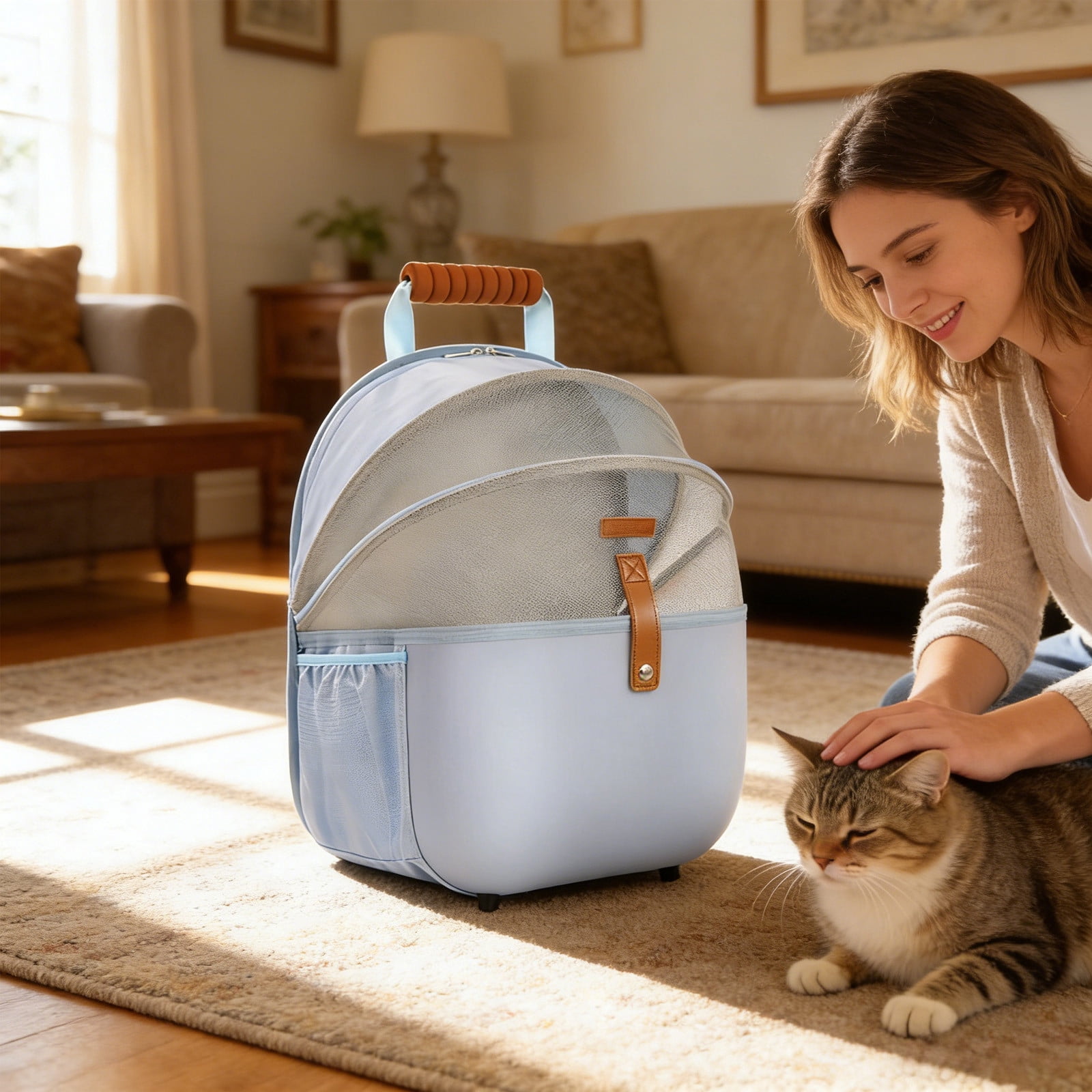 16.92X13.38X10.62 Inch Pet Backpack,Pet Cat Bag Out Portable Large Capacity Backpack Space Capsule Breathable Dog To Go With Supplies,Pet Supplies