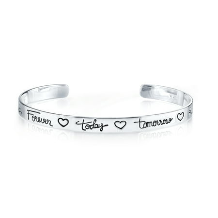Sterling Silver Friends Forever Today Tomorrow Always Cuff Bracelet, 6.5