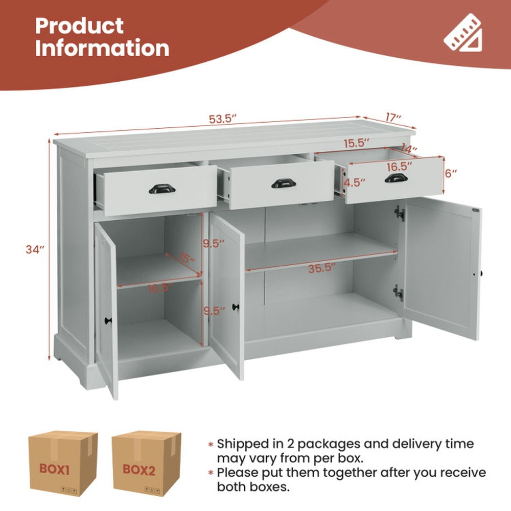 Finihen Kitchen Storage Cabinet, Buffet Sideboard, 3 Drawers Sideboard Buffet Storage with Adjustable Shelves, for Dining Room, Kitchen, Living Room, Gray Finihen Kitchen Storage Cabinet, Buffet Sideboard, 3 Drawers Sideboard Buffet Storage with Adjustable Shelves, for Dining Room, Kitchen, Living Room, Gray