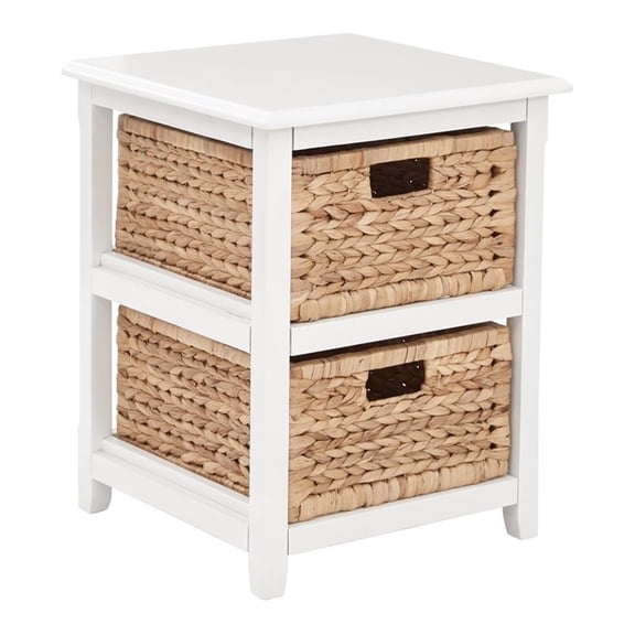 Seabrook Two-Tier Storage Unit Engineered Wood  White Finish and Natural Baskets