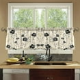 thumbnail image 4 of Yayeee Kitchen Curtains Set of 2 Light Filtering 57"x24" Over Sink Window Panels, Small Black Flowers, 4 of 7