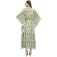 thumbnail image 2 of Bimba Women's Floral Cotton Kaftan Kimono Sleeve Coverup Green Maxi Caftan-4, 2 of 4