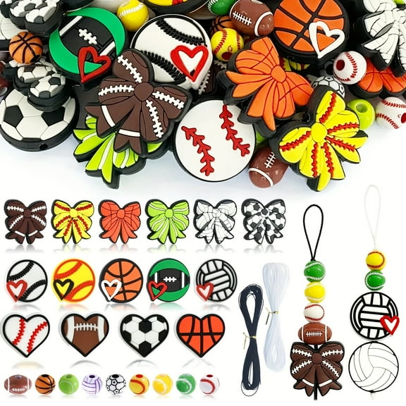 26PCS Focal Beads Bulk Animal Beads Cute Charms for DIY Pens Keychains Bracelets Necklaces Lanyards Beaded Pens Silicone Beads for Crafting and Creative Supplies(Ball)
