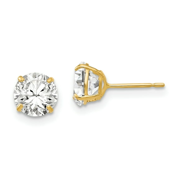 14k 6mm Round CZ Post Earrings 14k Yellow Gold Earrings