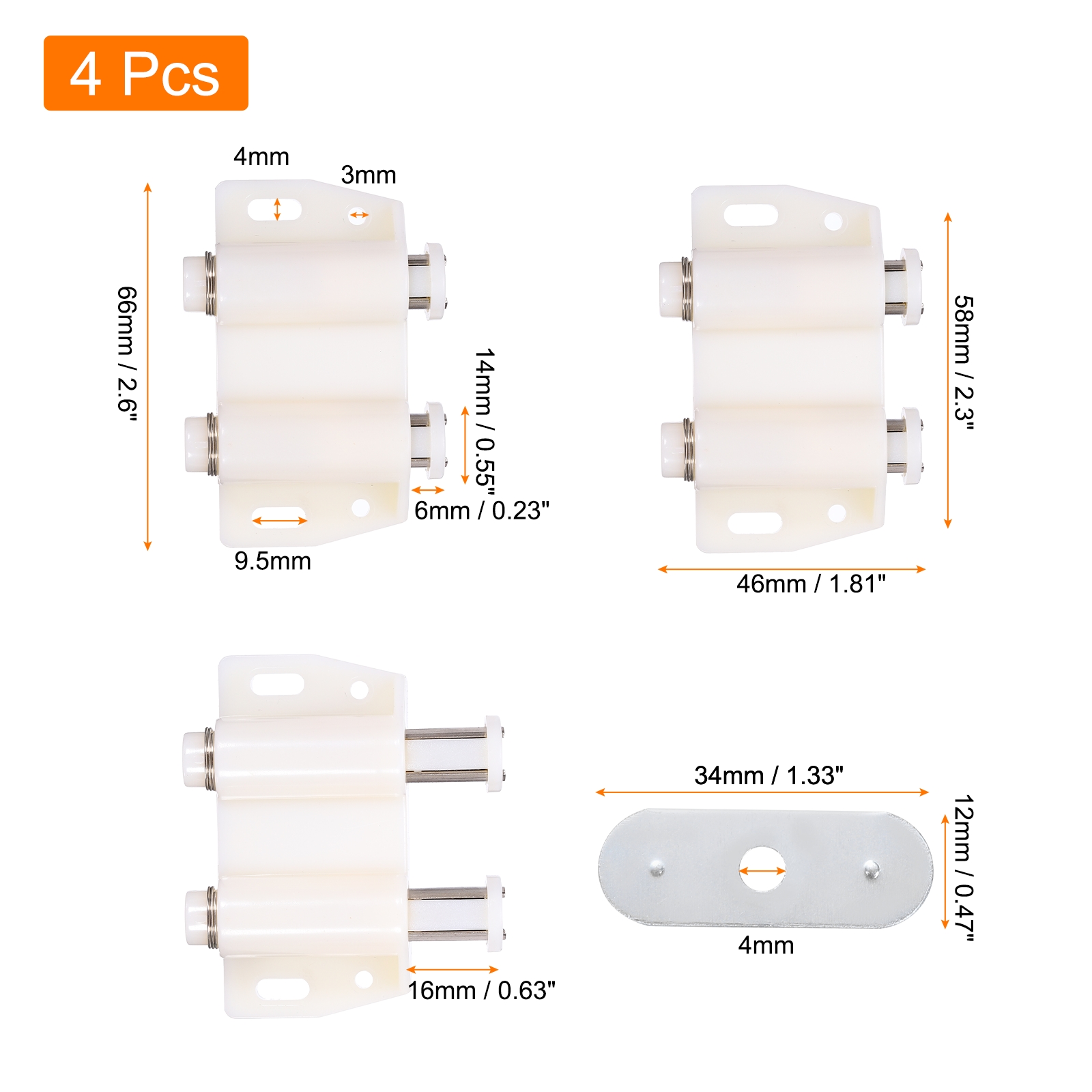 Unique Bargains Push to Open Pressure Touch Release Latches for Cabinets White