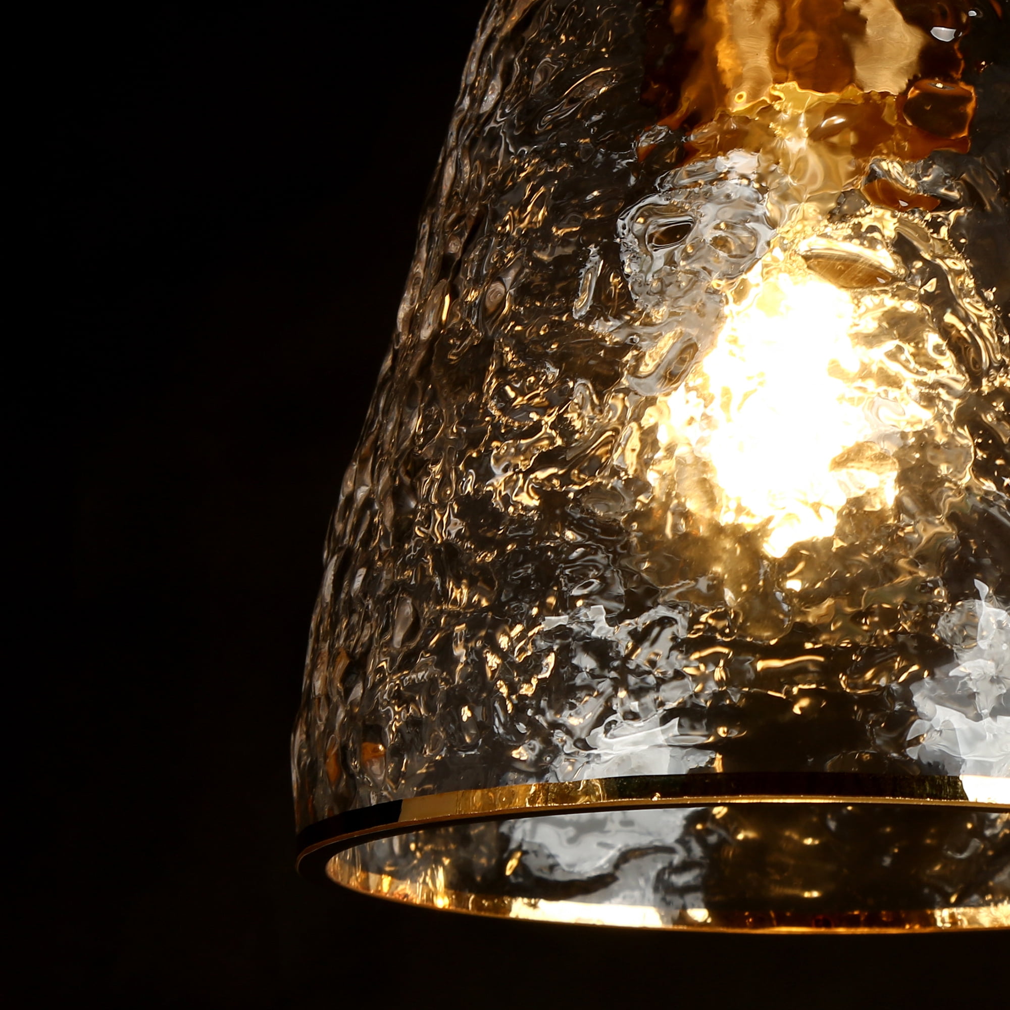 LNC 5-Light Polished Gold Modern Art Glass Bell Pendant Light, For Kitchen Island