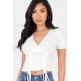 thumbnail image 5 of Textured Surplice Top with Ruched Drawstring, 5 of 9