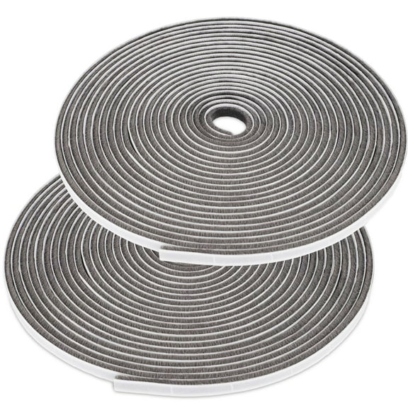 XKDOUS 2 Roll 32.8ft Weather Stripping for Doors, Self Adhesive Weather Stripping Door Window Seal Strip, Felt Seal Tape Pile Weatherstrip Seal Strip Sealer Draft Stoppers, 0.35 Wide X 0.2 inch Thick