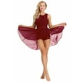 thumbnail image 4 of iEFiEL Womens Cutout Back Asymmetric Ballet Lyrical Dance Leotard Dress Wine Red XXL, 4 of 7