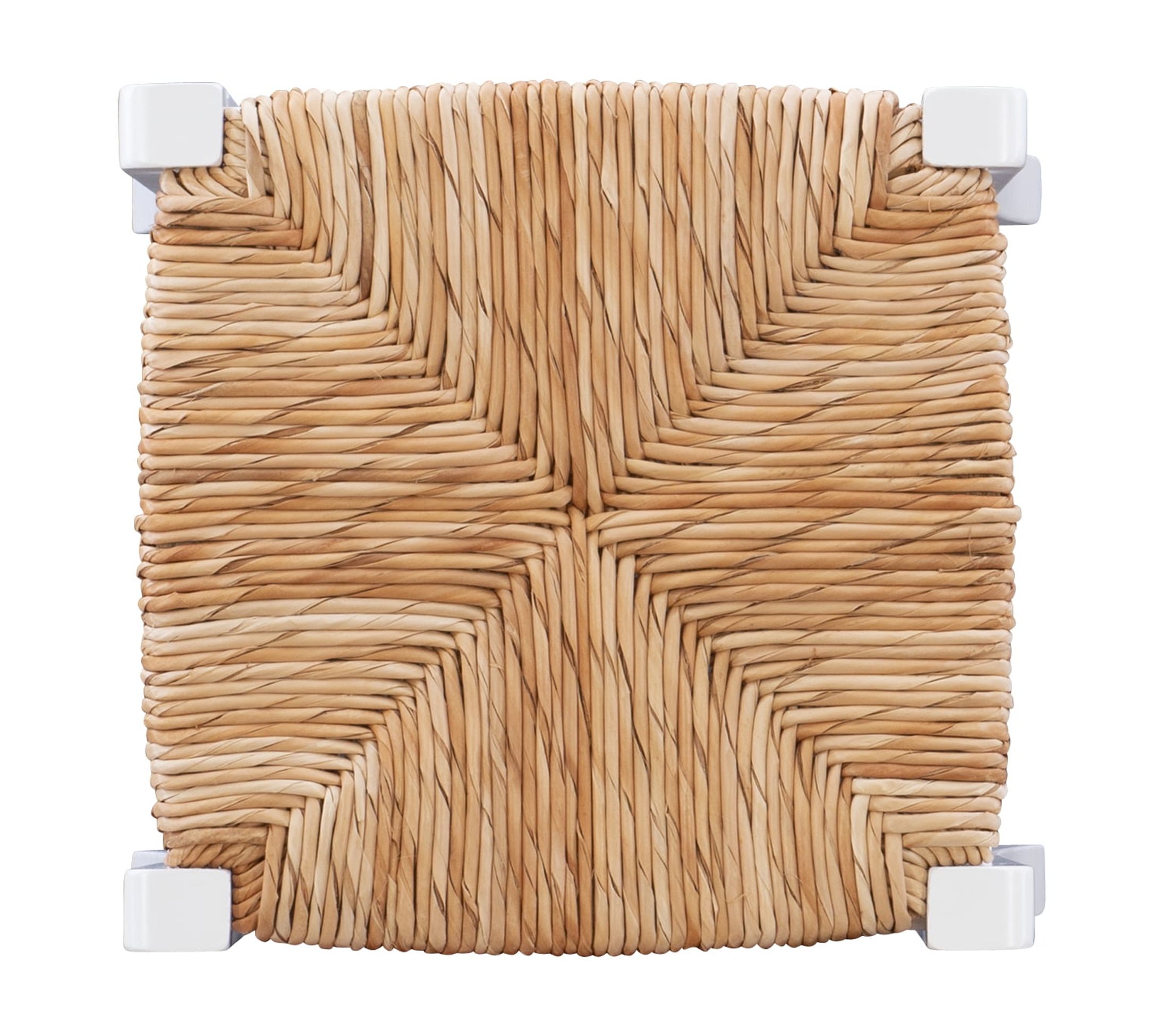 Linon Ivica Backless Wood Counter Stool, 24.4" Seat Height, White Finish with Natrual Handwoven Rush Seat