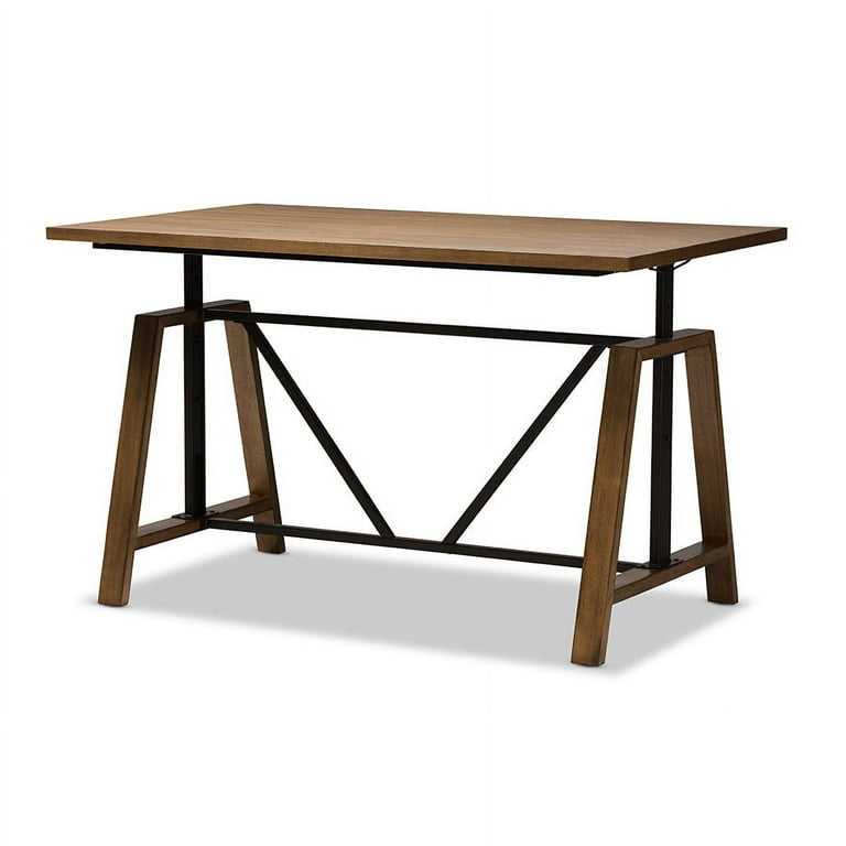 Baxton Studio Nico Rustic Industrial Metal and Distressed Wood Adjustable Height Work Table Baxton Studio Nico Rustic Industrial Metal and Distressed Wood Adjustable Height Work Table