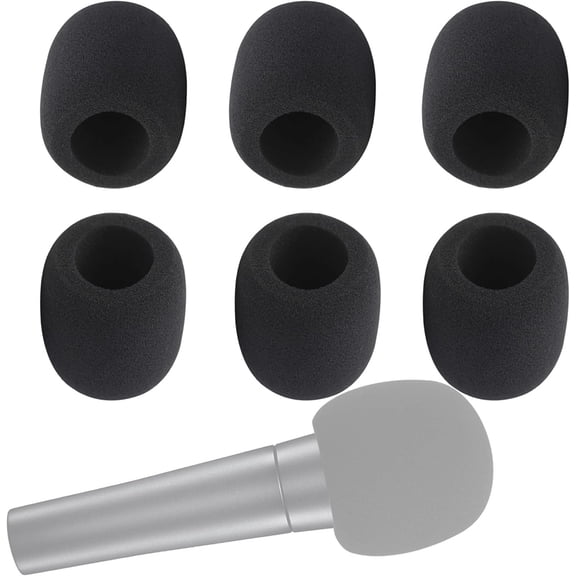 Foam Mic Cover,Tutuviw 6 Pcs Handheld Microphone Covers,2.3x2.8in Foam Mic Covers Windscreen for TV Interview,Radio,Media Broadcast Microphones,Karaoke DJ Microphone Covers,Mic Foam Pop Filters