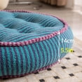 thumbnail image 4 of Grand Pouf Rond de 22 Pouces, Coussin de Sol Capitonné Extra Épais avec Bordure Décorative, Coussin Rayé en Peluche Courte de Qualité Supérieure pour Yoga, Coin Lecture et Balcon, Coton PP à Haute Résilience (Violet, 1 Pce), 4 of 7