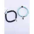 thumbnail image 3 of EOEMY 2Pcs Turquoise And Black Stone Magnetic Couple Beaded Bracelet Women Bracelet-Default, 3 of 4