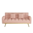 thumbnail image 4 of Unbranded 68.5-inch teddy velvet sofa bed with throw pillows Pink, 4 of 5