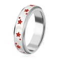 thumbnail image 5 of Women 925 Sterling Silver Red & White Enamel Moon Star Anxiety Spinner Ring Platinum Plated Boho Wedding Anniversary Fidget Stress Relieving Band Ring for Men Size 9 Birthday Gifts for Women, 5 of 8