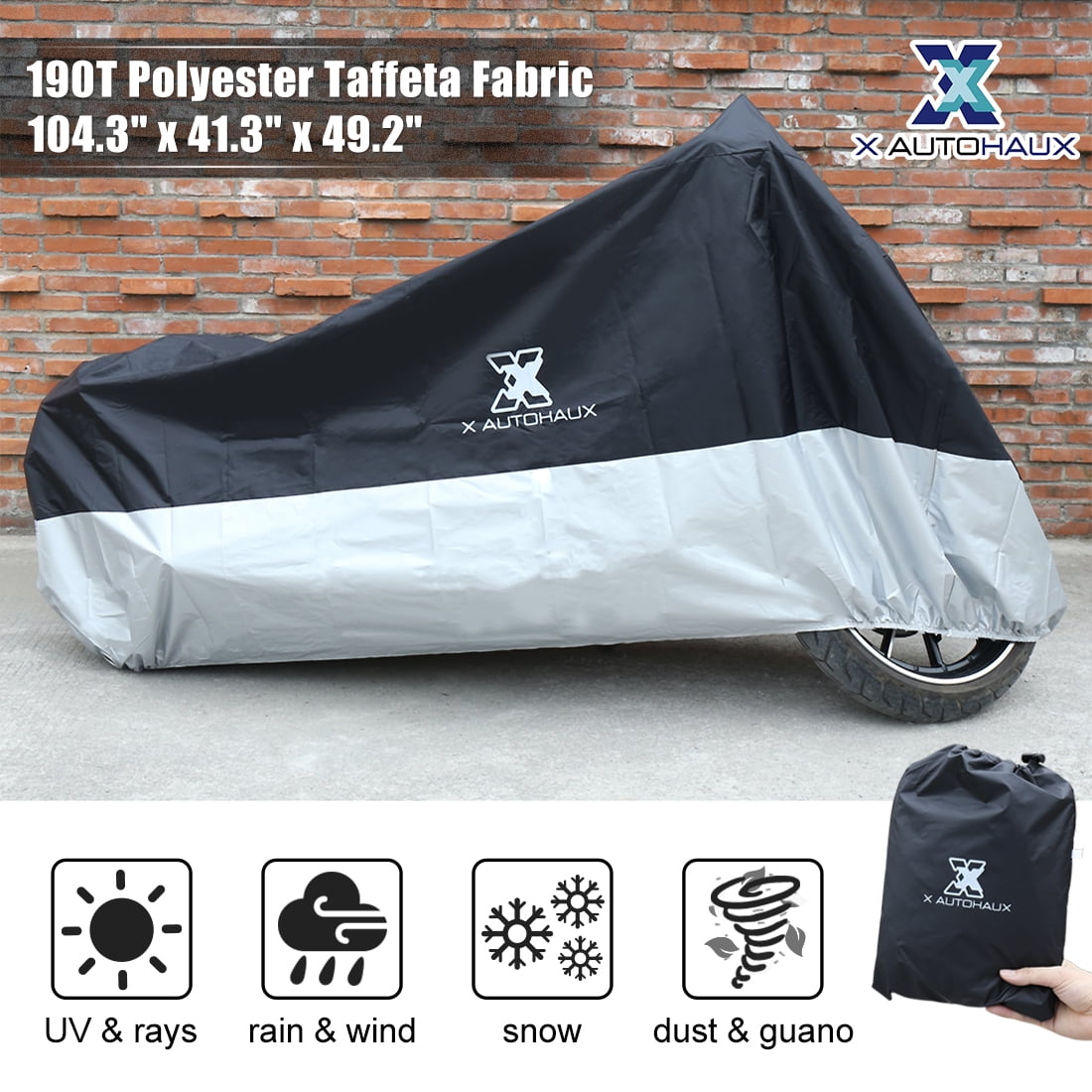Motorcycle Cover 190T Waterproof Allweather Outdoor Rain Sun Protector