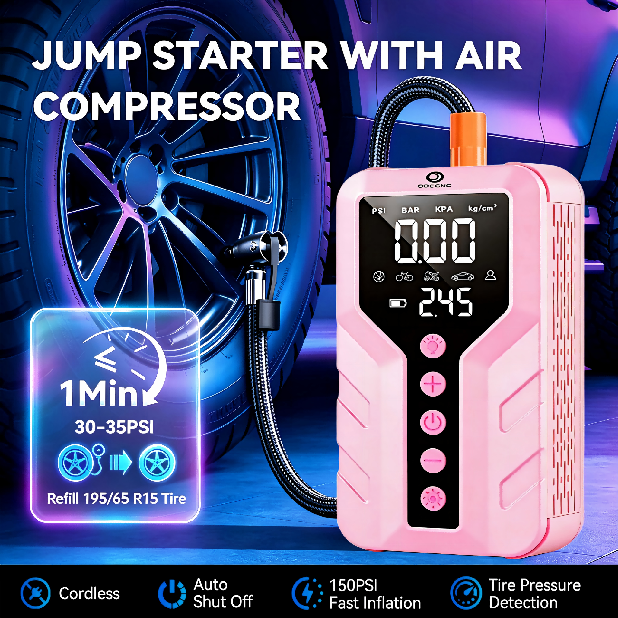 ODEGNC 6000A Jump Starter with 150 PSI Air Compressor photo 8