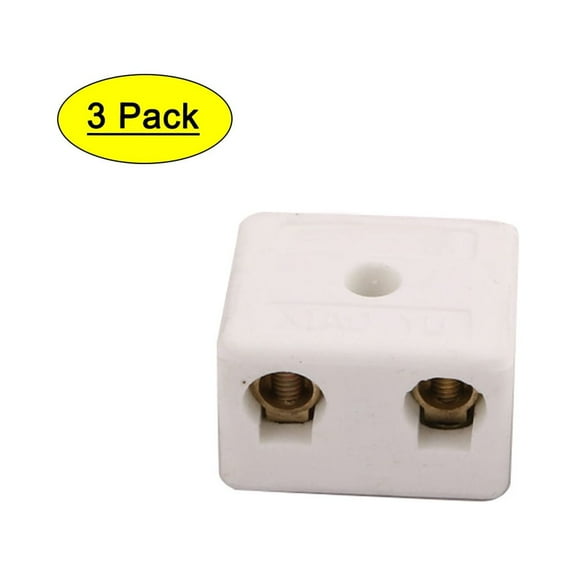250V 15A 100W 2 Position 5 Hole Ceramic Terminal Blocks Wire Connectors 3pcs