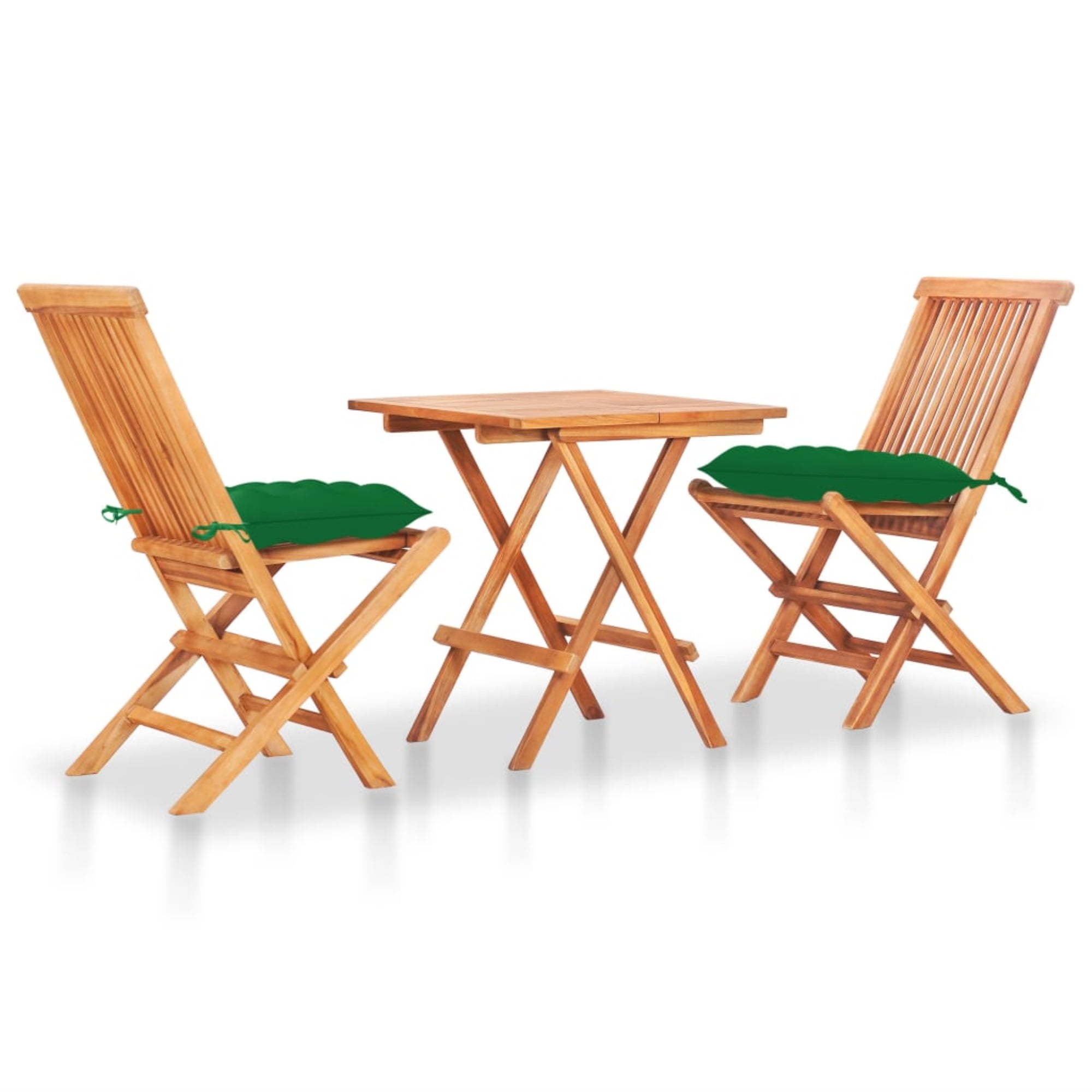 wooden bistro set with cushions