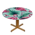 thumbnail image 3 of Nawypu Outdoor Fitted Round Tablecloth Flamingo Banana Leaf Flannel White, 3 of 7