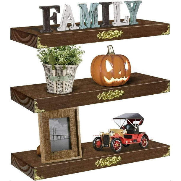 Rustic Wood Floating Shelves for Wall Mounted Wide Wall Shelf Large