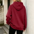 thumbnail image 6 of Tqcoqu Women's Hooded Sweatshirt with Zip Chest Pocket,Drop Shoulder Long Sleeve Casual Pullover Tops,2026 Fall Winter Trendy Clothes,Wine Women's S-XXXL, 6 of 6