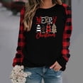 thumbnail image 2 of Women Pullover Sweatshirt Christmas Fashion Printing Coat Shirt Ladies Long Sleeve Round-Neck Ruched Tops,Red,Small, 2 of 5