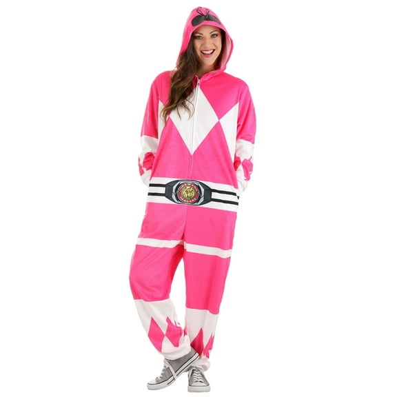 Adult Power Rangers Pink Ranger Hooded Union Suit